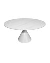 Tavolo rotondo Punto con piano effetto marmo bianco – 150x150x76H