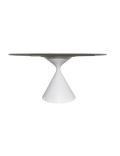 Tavolo rotondo Punto con piano effetto marmo bianco – 150x150x76H