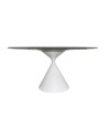 Tavolo rotondo Punto con piano effetto marmo bianco – 150x150x76H