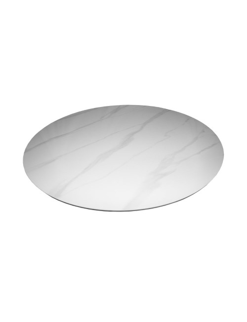Tavolo rotondo Punto con piano effetto marmo bianco – 150x150x76H