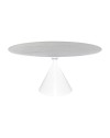 Tavolo rotondo Punto con piano effetto marmo bianco – 150x150x76H