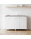 Cucinino Indiano120VT2 bianco frassinato con top inox e piano cottura elettrico