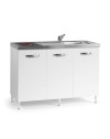 Cucinino Indiano120VT2 bianco frassinato con top inox e piano cottura elettrico