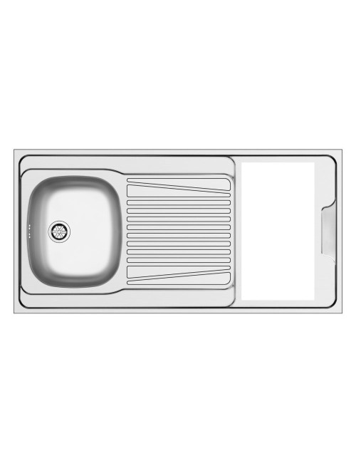 Cucinino Indiano120VT2 bianco frassinato con top inox e piano cottura elettrico