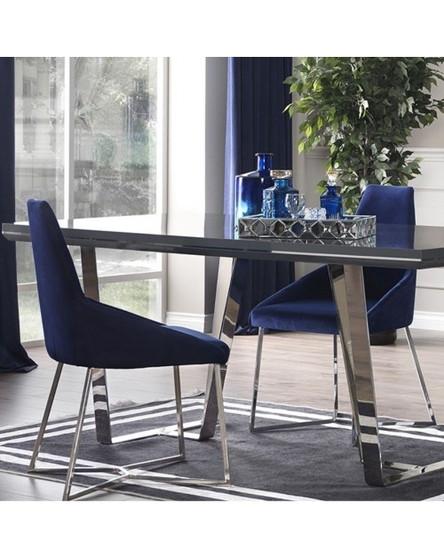 Set 2 sedie tessuto Enzio colore blu parliament