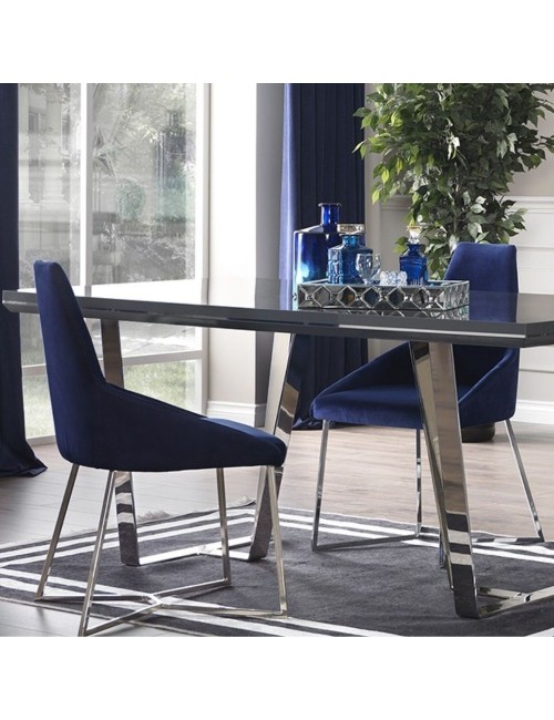 Set 2 sedie tessuto Enzio colore blu parliament