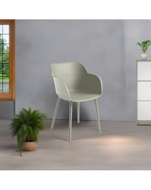 Set 4 Poltrone Shell-P polipropilene colore grigio cemento