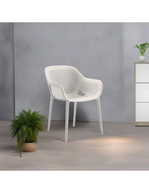 Set 4 Poltrone in polipropilene design Atra colore grigio bianco