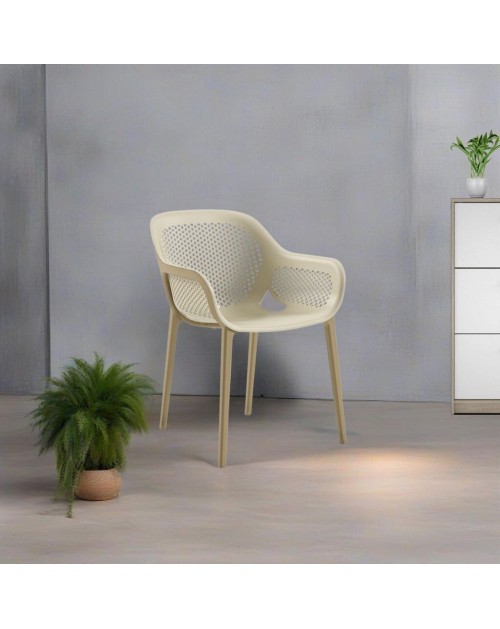 Set 4 poltrone polipropilene design Atra colore caffè beige