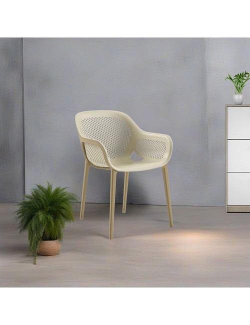 Set 4 poltrone polipropilene design Atra colore caffè beige