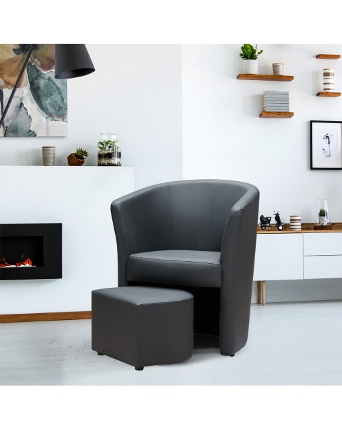 Poltrona Pegasus con pouf estraibile colore grigio scuro