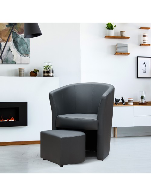 Poltrona Pegasus con pouf estraibile colore grigio scuro