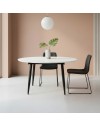 Tavolo rotondo allungabile Cordelia bianco con gambe nere 120x120x75