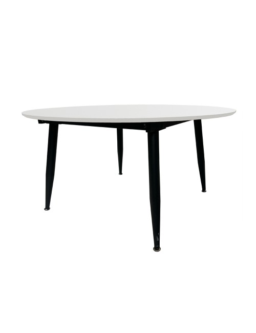 Tavolo rotondo Allungabile Cordelia bianco con gambe nere 120x120x75