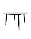 Tavolo rotondo allungabile Cordelia bianco con gambe nere 120x120x75