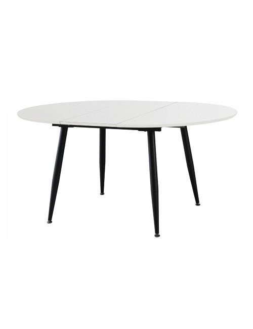 Tavolo rotondo Allungabile Cordelia bianco con gambe nere 120x120x75