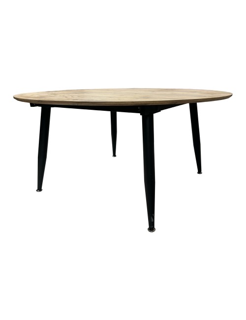Tavolo rotondo Allungabile Cordelia rovere con gambe nere 120x120x75