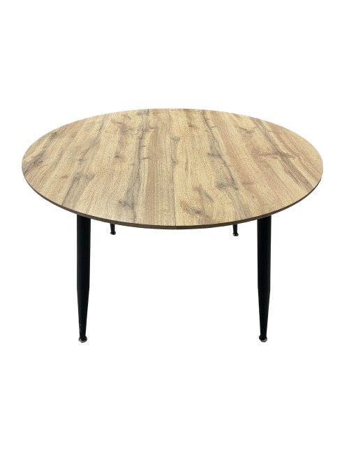 Tavolo rotondo Allungabile Cordelia rovere con gambe nere 120x120x75