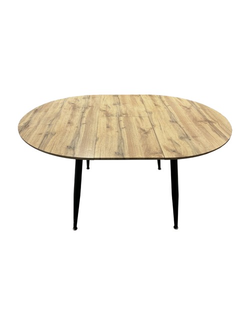 Tavolo rotondo Allungabile Cordelia rovere con gambe nere 120x120x75