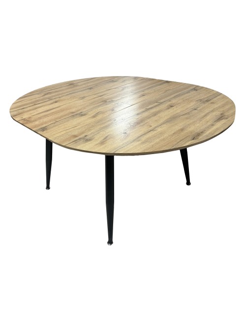 Tavolo rotondo Allungabile Cordelia rovere con gambe nere 120x120x75