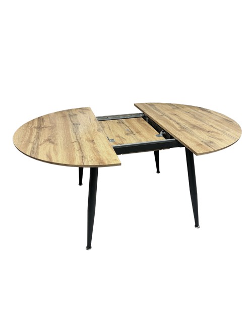 Tavolo rotondo Allungabile Cordelia rovere con gambe nere 120x120x75