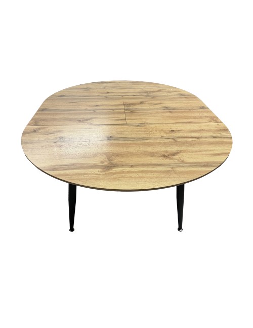 Tavolo rotondo Allungabile Cordelia rovere con gambe nere 120x120x75