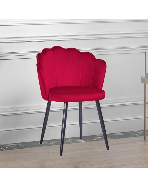 Set 4 sedie per soggiorno Omni velluto colore rosso