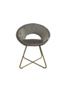 Set 2 poltroncine da salotto Etere velluto grigio e gambe oro