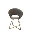 Set 2 poltroncine da salotto Etere velluto grigio e gambe oro