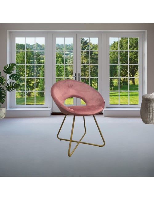 Poltroncina da Salotto Etere Velluto Rosa e Gambe Oro Prezzo