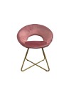 Set 2 poltroncine da salotto Etere velluto rosa e gambe oro