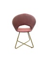 Set 2 poltroncine da salotto Etere velluto rosa e gambe oro