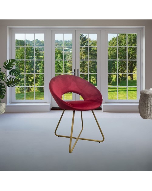 Set 2 poltroncine da salotto Etere velluto rosso e gambe oro
