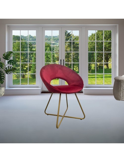 Poltroncina da Salotto Etere Velluto Rosso e Gambe Oro Prezzo