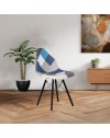 Set 4 sedie tessuto patchwork e gambe legno nero Perdita