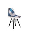 Set 4 sedie tessuto patchwork e gambe legno nero Perdita