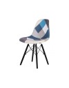Set 4 sedie tessuto patchwork e gambe legno nero Perdita