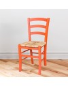 Set 2 sedie in legno di faggio con seduta paglia Venezia colore anilina arancio