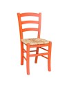Set 2 sedie in legno di faggio con seduta paglia Venezia colore anilina arancio