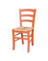 Set 2 sedie in legno di faggio con seduta paglia Venezia colore anilina arancio