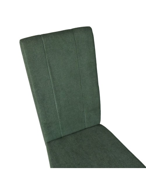 Set 2 Sedie imbottita struttura in legno rovere e tessuto verde con cuciture verticali Tom