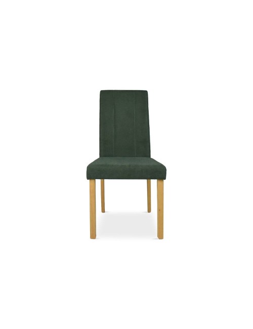 Set 2 Sedie imbottita struttura in legno rovere e tessuto verde con cuciture verticali Tom