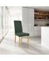 Set 2 Sedie imbottita struttura in legno rovere e tessuto verde con cuciture verticali Tom