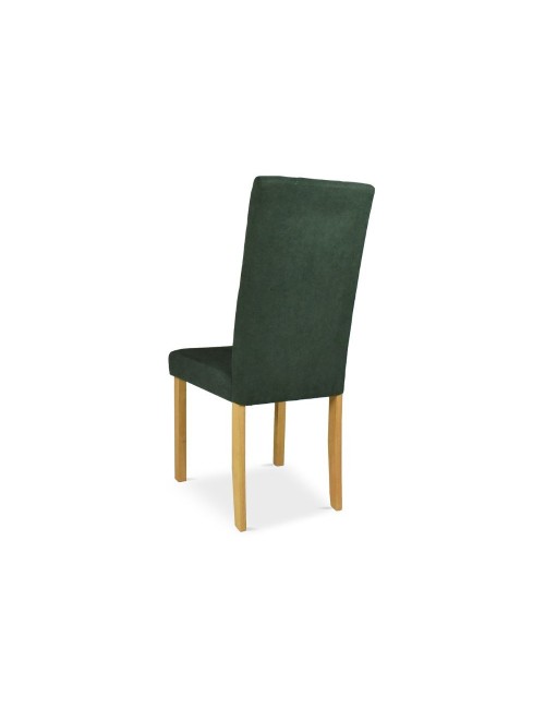 Set 2 Sedie imbottita struttura in legno rovere e tessuto verde con cuciture verticali Tom