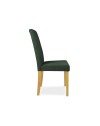 Set 2 Sedie imbottita struttura in legno rovere e tessuto verde con cuciture verticali Tom