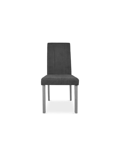 Set 2 Sedie imbottite struttura in legno e tessuto grigio con cuciture verticali Tom