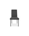 Set 2 Sedie imbottite struttura in legno e tessuto grigio con cuciture verticali Tom