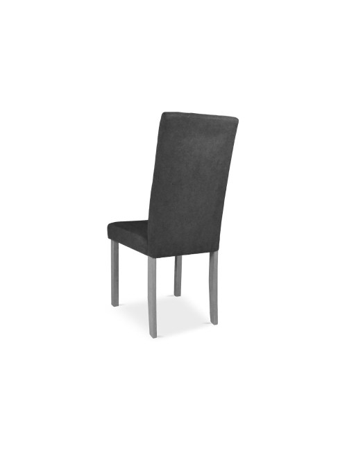 Set 2 Sedie imbottite struttura in legno e tessuto grigio con cuciture verticali Tom