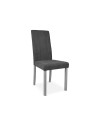 Set 2 Sedie imbottite struttura in legno e tessuto grigio con cuciture verticali Tom