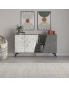 Madia 2 ante Fiona 150x35,6x82H colore bianco effetto marmo carrara e grigio